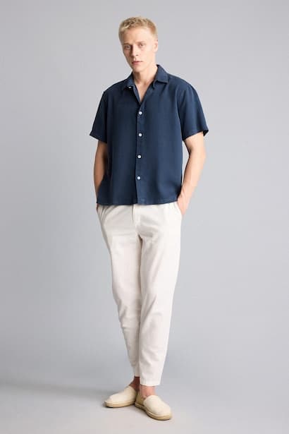 Regular Fit Shirt Collar Sensual Short Sleeve Shirt (٣)