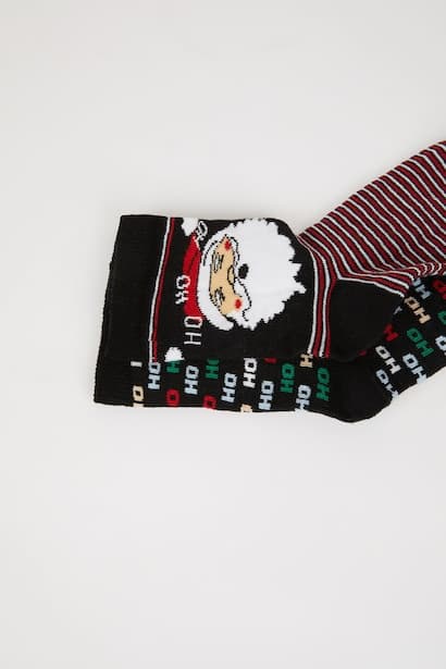 Boy Christmas Themed 2 Piece Cotton Long Socks (٤)