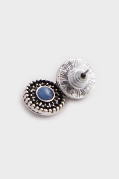 Woman Blue Stone 6 Piece Silver Earrings Jewellery (3)
