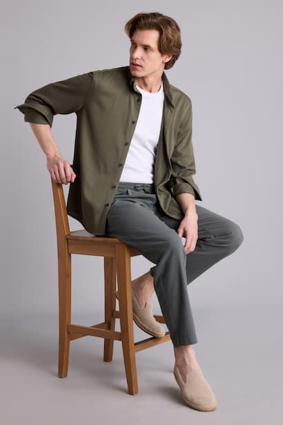 Relax Fit Ankle Length Linen Look Trousers (3)
