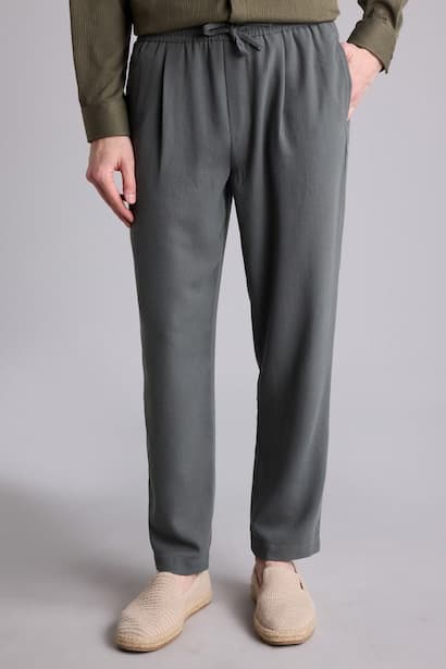 Relax Fit Ankle Length Linen Look Trousers (4)