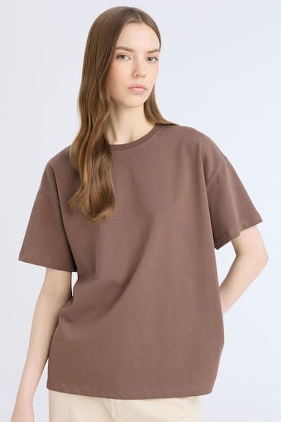 Oversize Crew Neck Basic Thick Fabric T-Shirt