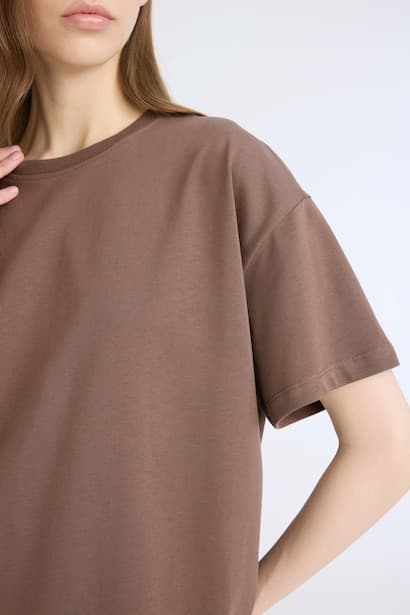 Oversize Crew Neck Basic Thick Fabric T-Shirt (٤)