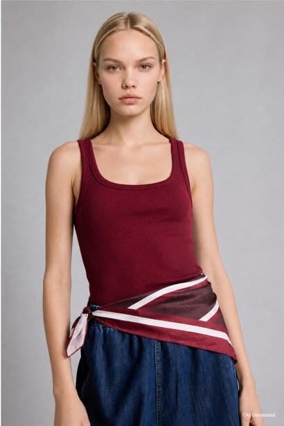 Slim Fit Basic Ribbed Crew Neck Tank Top Tank Top & Crop Top (٣)