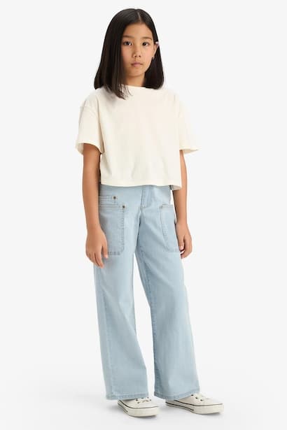 Girl Paperbag Cargo Wide Leg Jeans (٣)