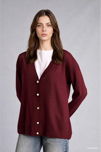 Relaxed Fit Knitted V-Neck Vest Modest