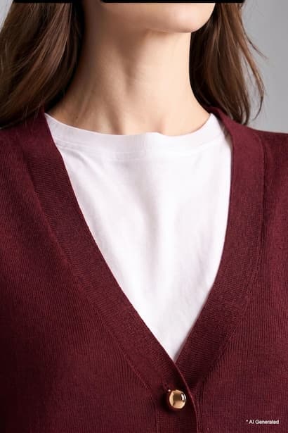 Relaxed Fit Knitted V-Neck Vest Modest (٤)
