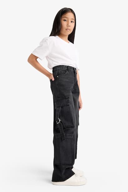 Girl Cargo Wide Leg Jeans