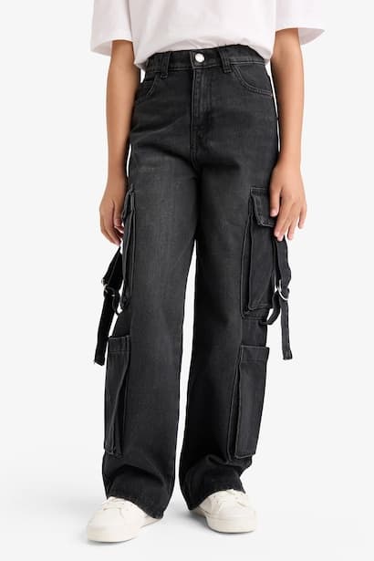 Girl Cargo Wide Leg Jeans (٤)
