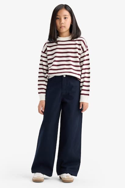 Girl Wide Leg Cotton Trousers (٣)