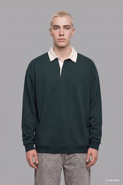 Boxy Fit Polo Collar Sweatshirt (4)
