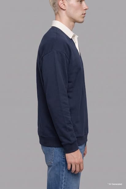 Boxy Fit Polo Collar Sweatshirt (3)