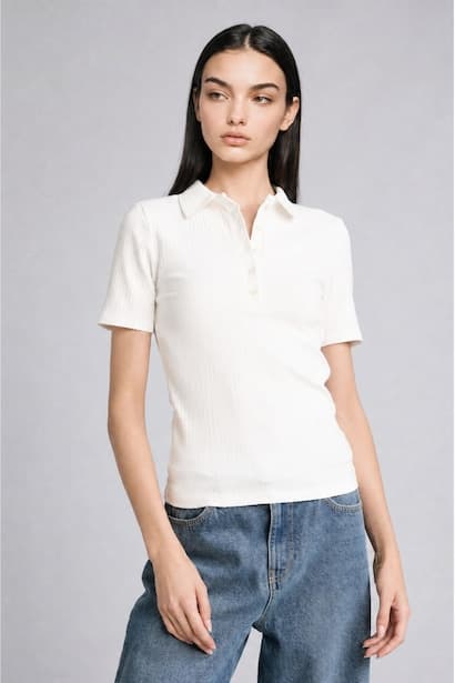 Slim Fit Polo Collar Camisole Short Sleeve Polo T-Shirt