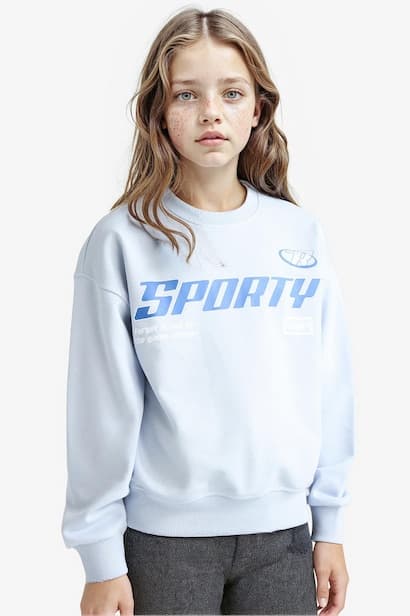 Girl Relax Fit Crew Neck Printed Sweatshirt
