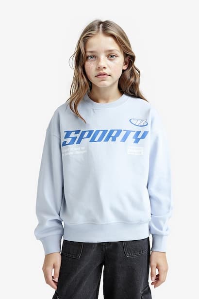 Girl Relax Fit Crew Neck Printed Sweatshirt (٣)