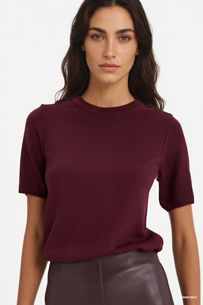 Regular Fit Crew Neck Short Sleeve Knit Pullover