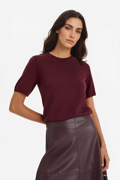 Regular Fit Crew Neck Short Sleeve Knit Pullover (٤)