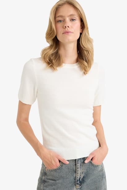 Regular Fit Crew Neck Knitted Pullover