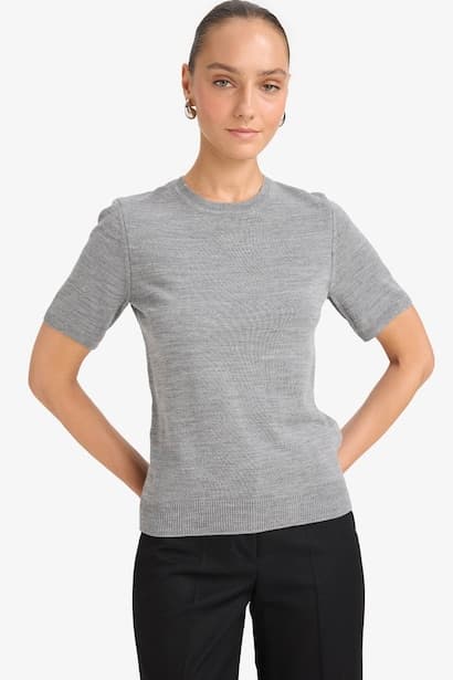 Regular Fit Crew Neck Short Sleeve Knit Pullover
