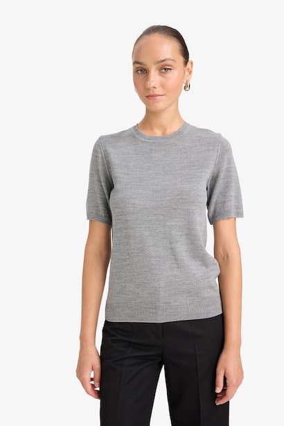 Regular Fit Crew Neck Short Sleeve Knit Pullover (٤)
