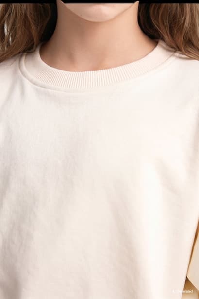 Girl Relaxed Fit Ecru Crew Neck Sweatshirt (٤)