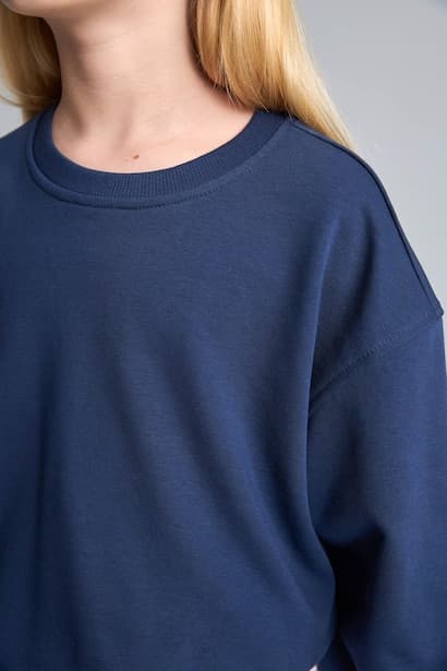 Girl Relaxed Fit Navy Crew Neck Sweatshirt (٤)