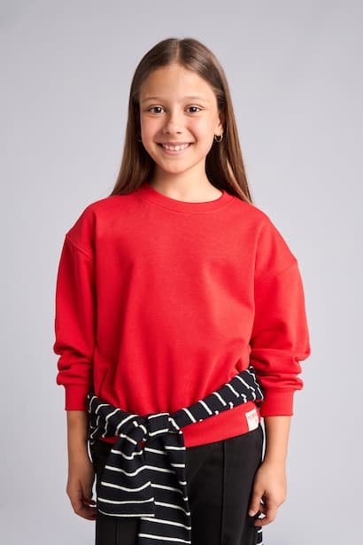 Girl Relaxed Fit Red Crew Neck Sweatshirt (3)