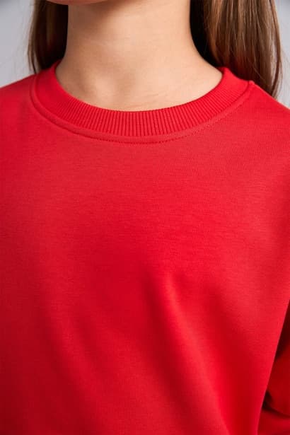 Girl Relaxed Fit Red Crew Neck Sweatshirt (4)
