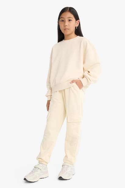 Girl Elastic Waist Cargo Jogger Sweatpants Trousers