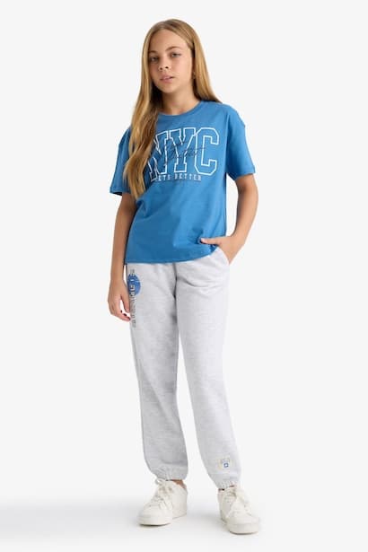 Girl Elastic Waist Printed Jogger Sweatpants Trousers (٤)