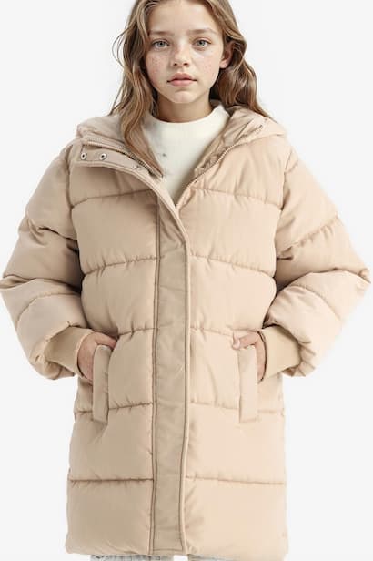 Girl Hooded Zip-Up Waterproof Puffer Jacket Coat