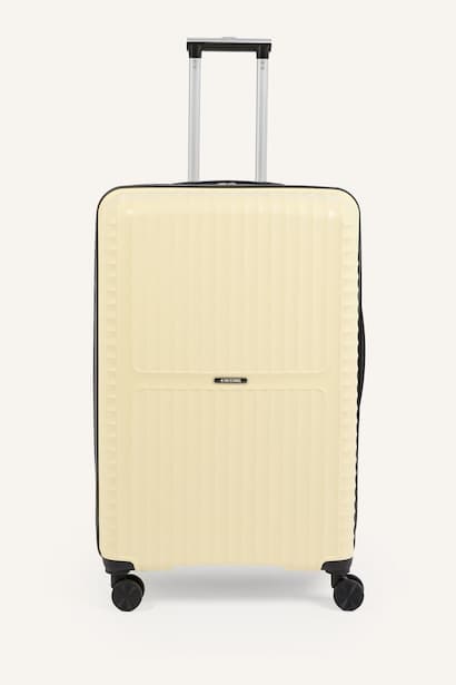 Cream Colored Unisex Large Hard Shell Suitcase