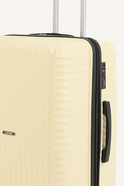 Cream Colored Unisex Large Hard Shell Suitcase (4)