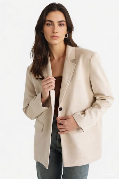 Regular Fit Jacket Collar Suede Blazer
