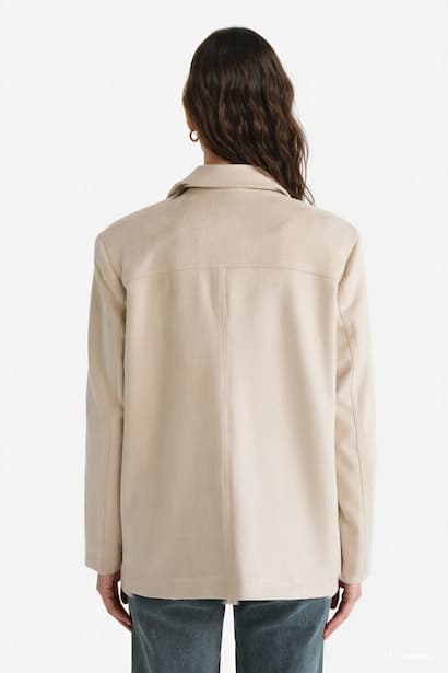 Regular Fit Jacket Collar Suede Blazer (4)