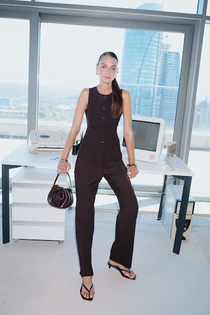 Wide Leg Zippered High Waist Trousers