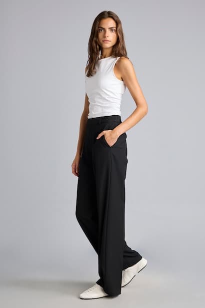 Straight Fit High-Waisted Standard Length Classic Trousers
