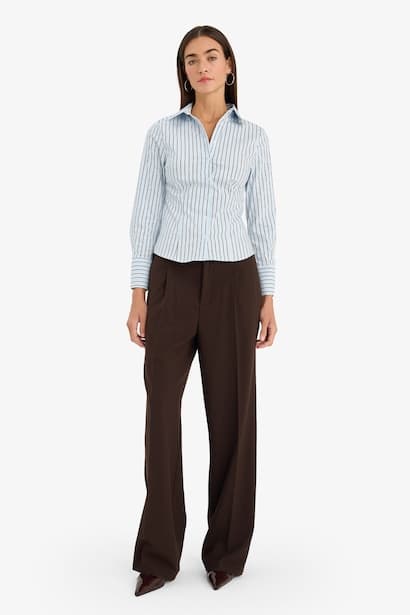 High Waist Straight Fit Trousers