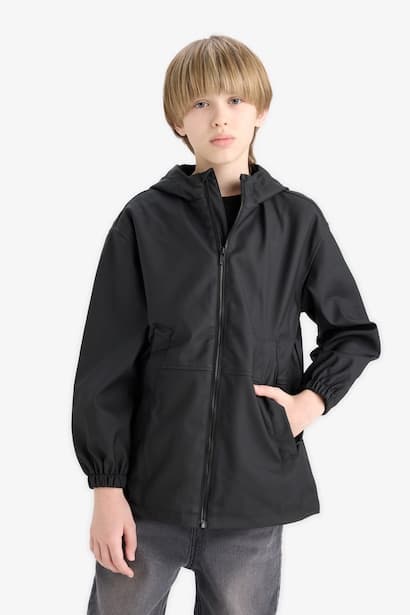 Boy Waterproof Hooded Rain Jacket Raincoat (٣)