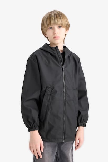 Boy Waterproof Hooded Rain Jacket Raincoat (٤)