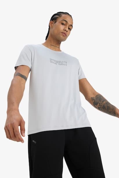 DeFactoFit Slim Fit Crew Neck Printed Sports T-Shirt (٣)