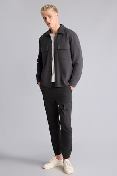 Elasticated Waist Gabardine Cargo Jogger Trousers