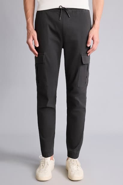 Elasticated Waist Gabardine Cargo Jogger Trousers (٣)