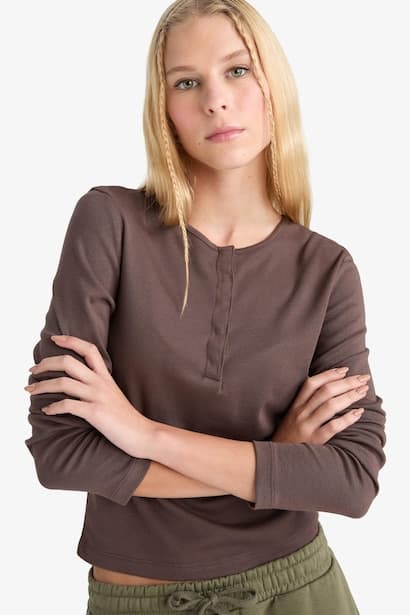 Slim Fit Ribana Long Sleeve T-Shirt (٣)