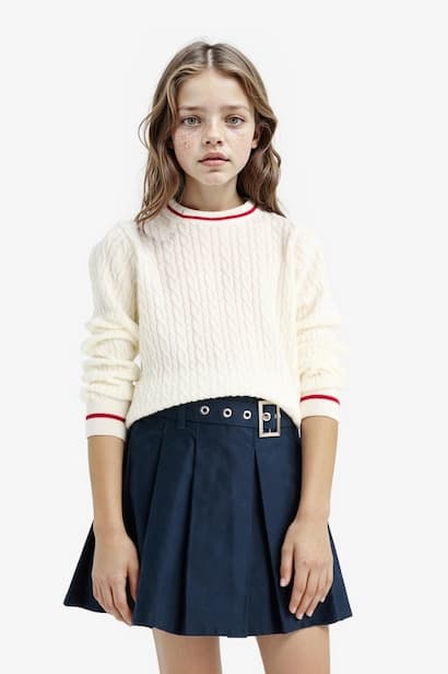 Girl Standard Fit Crew Neck Knit Pullover (٤)