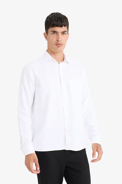 Regular Fit Polo Collar Long Sleeve Shirt (٣)