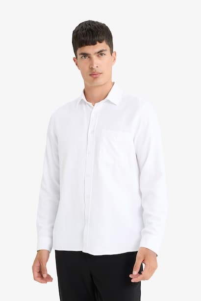 Regular Fit Polo Collar Long Sleeve Shirt (٤)