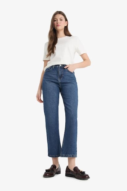 Straight Fit High Waist Straight Leg Jeans