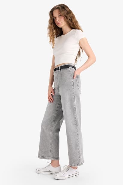 Culotte High Waist Straight Leg Jeans (٣)