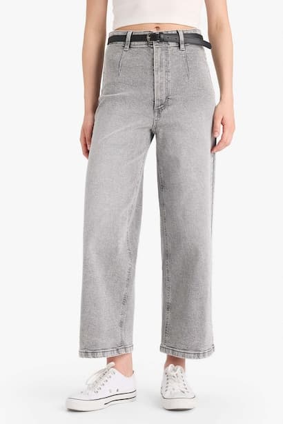 Culotte High Waist Straight Leg Jeans (٤)